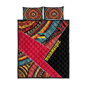 Mozambique Quilt Bed Set Red Black Geometric Design and Tribal Pattern - African Pride