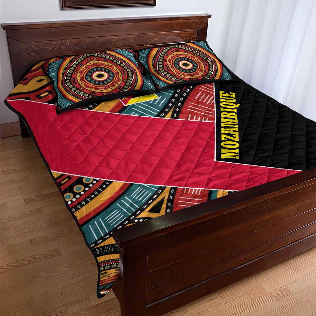 Mozambique Quilt Bed Set Red Black Geometric Design and Tribal Pattern - African Pride