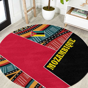 Mozambique Round Carpet Red Black Geometric Design and Tribal Pattern - African Pride