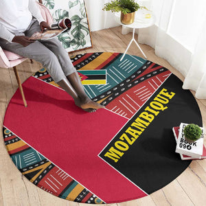 Mozambique Round Carpet Red Black Geometric Design and Tribal Pattern - African Pride