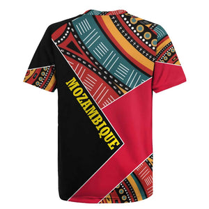 Mozambique Rugby Jersey Red Black Geometric Design and Tribal Pattern - African Pride