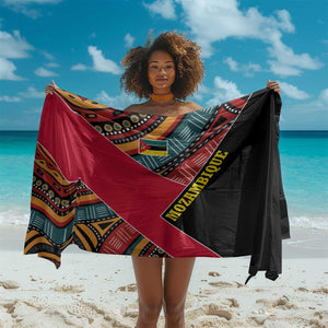 Mozambique Sarong Red Black Geometric Design and Tribal Pattern - African Pride