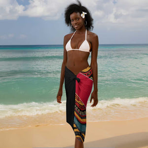 Mozambique Sarong Red Black Geometric Design and Tribal Pattern - African Pride
