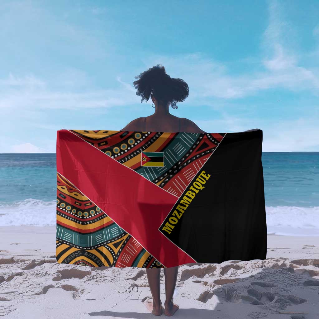 Mozambique Sarong Red Black Geometric Design and Tribal Pattern - African Pride