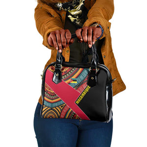 Mozambique Shoulder Handbag Red Black Geometric Design and Tribal Pattern - African Pride