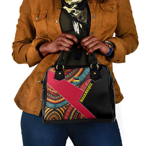 Mozambique Shoulder Handbag Red Black Geometric Design and Tribal Pattern - African Pride