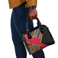 Mozambique Shoulder Handbag Red Black Geometric Design and Tribal Pattern - African Pride