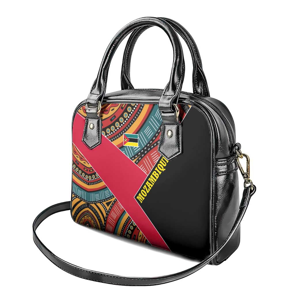 Mozambique Shoulder Handbag Red Black Geometric Design and Tribal Pattern - African Pride