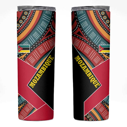 Mozambique Skinny Tumbler Red Black Geometric Design and Tribal Pattern - African Pride