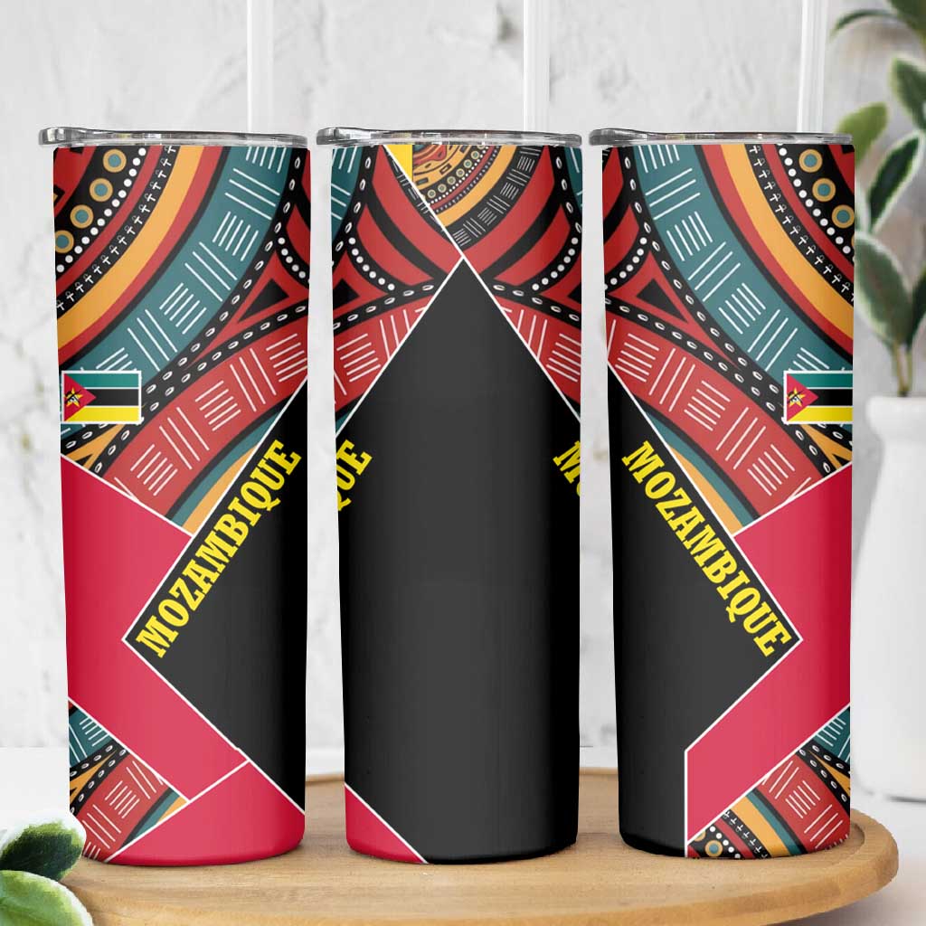Mozambique Skinny Tumbler Red Black Geometric Design and Tribal Pattern - African Pride
