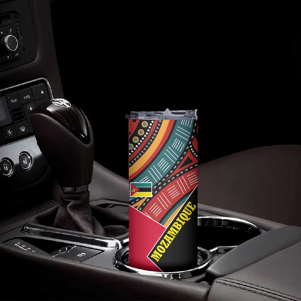 Mozambique Skinny Tumbler Red Black Geometric Design and Tribal Pattern - African Pride
