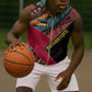 Mozambique Sleeveless Zip Hoodie Red Black Geometric Design and Tribal Pattern - African Pride