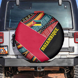 Mozambique Spare Tire Cover Red Black Geometric Design and Tribal Pattern - African Pride