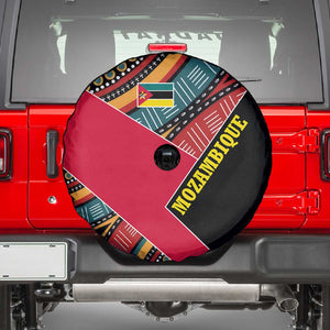 Mozambique Spare Tire Cover Red Black Geometric Design and Tribal Pattern - African Pride