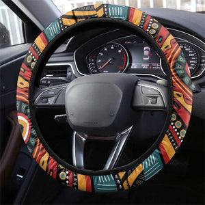 Mozambique Steering Wheel Cover Red Black Geometric Design and Tribal Pattern - African Pride