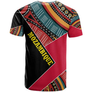 Mozambique T shirt Red Black Geometric Design and Tribal Pattern - African Pride