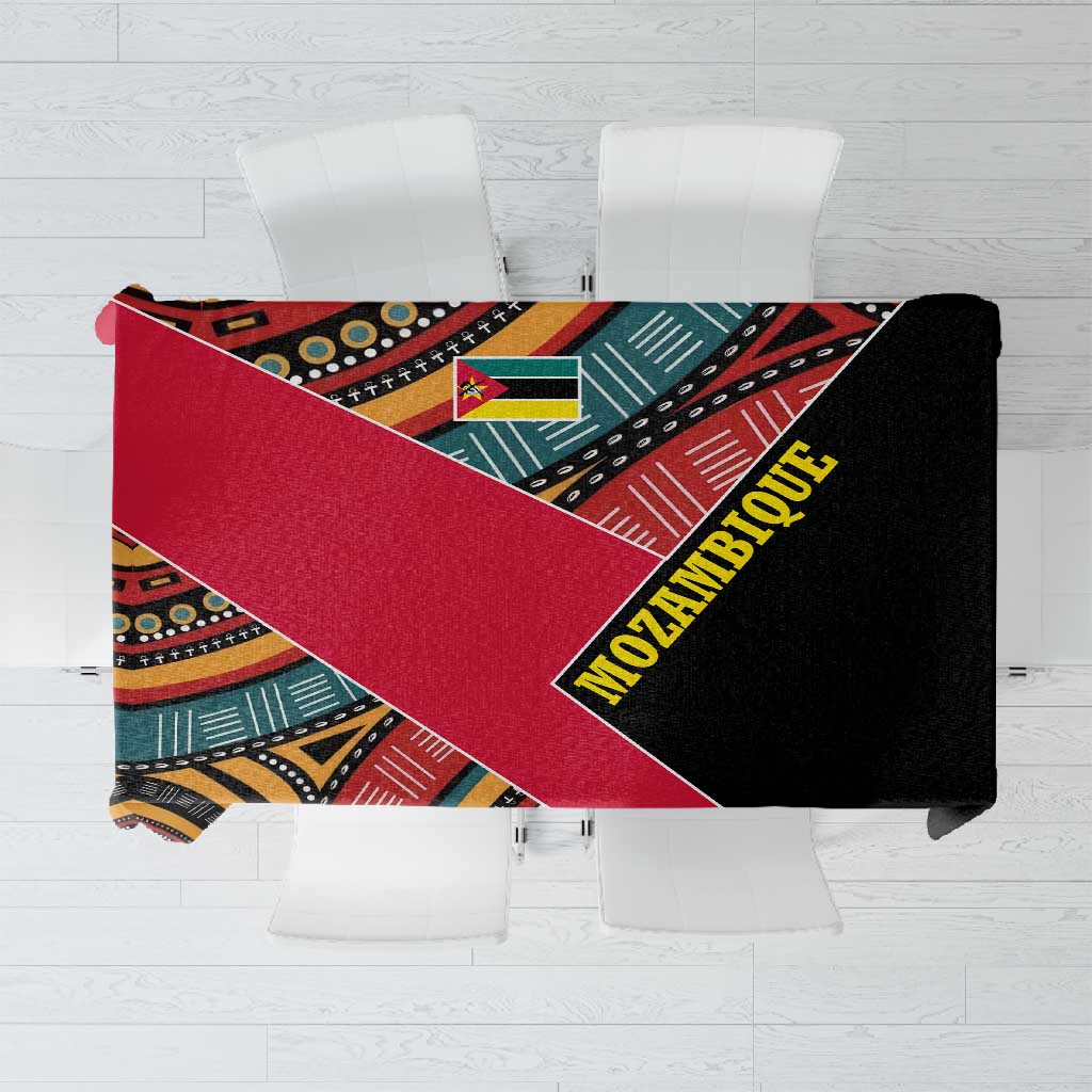 Mozambique Tablecloth Red Black Geometric Design and Tribal Pattern - African Pride