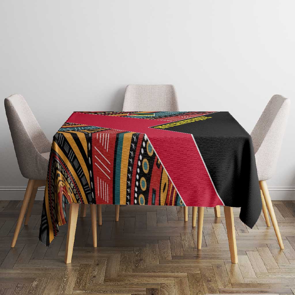 Mozambique Tablecloth Red Black Geometric Design and Tribal Pattern - African Pride