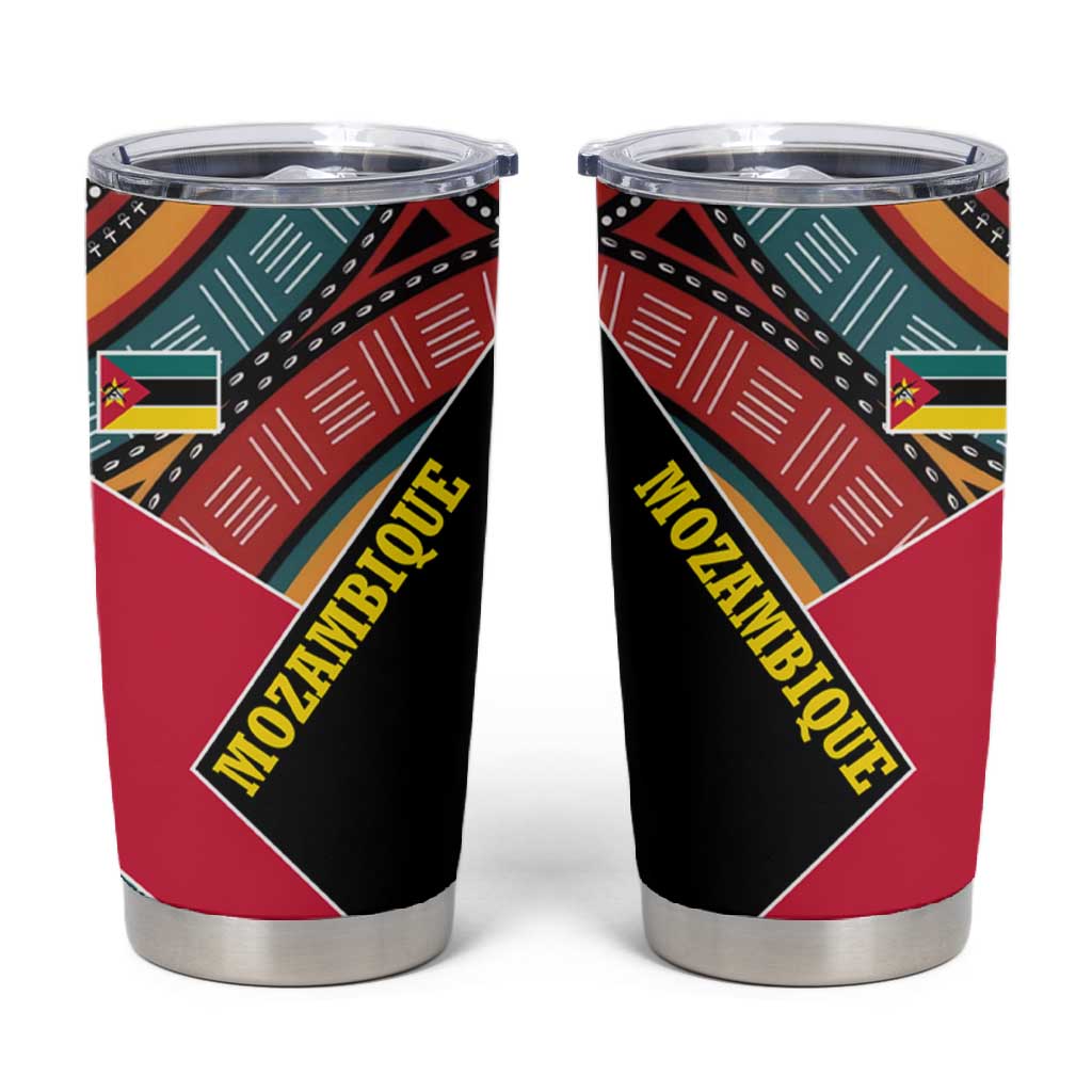 Mozambique Tumbler Cup Red Black Geometric Design and Tribal Pattern - African Pride