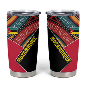 Mozambique Tumbler Cup Red Black Geometric Design and Tribal Pattern - African Pride