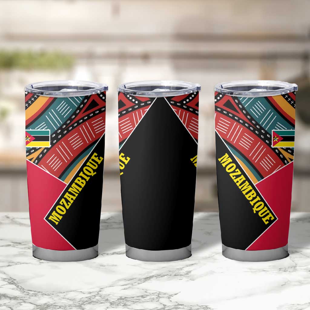 Mozambique Tumbler Cup Red Black Geometric Design and Tribal Pattern - African Pride