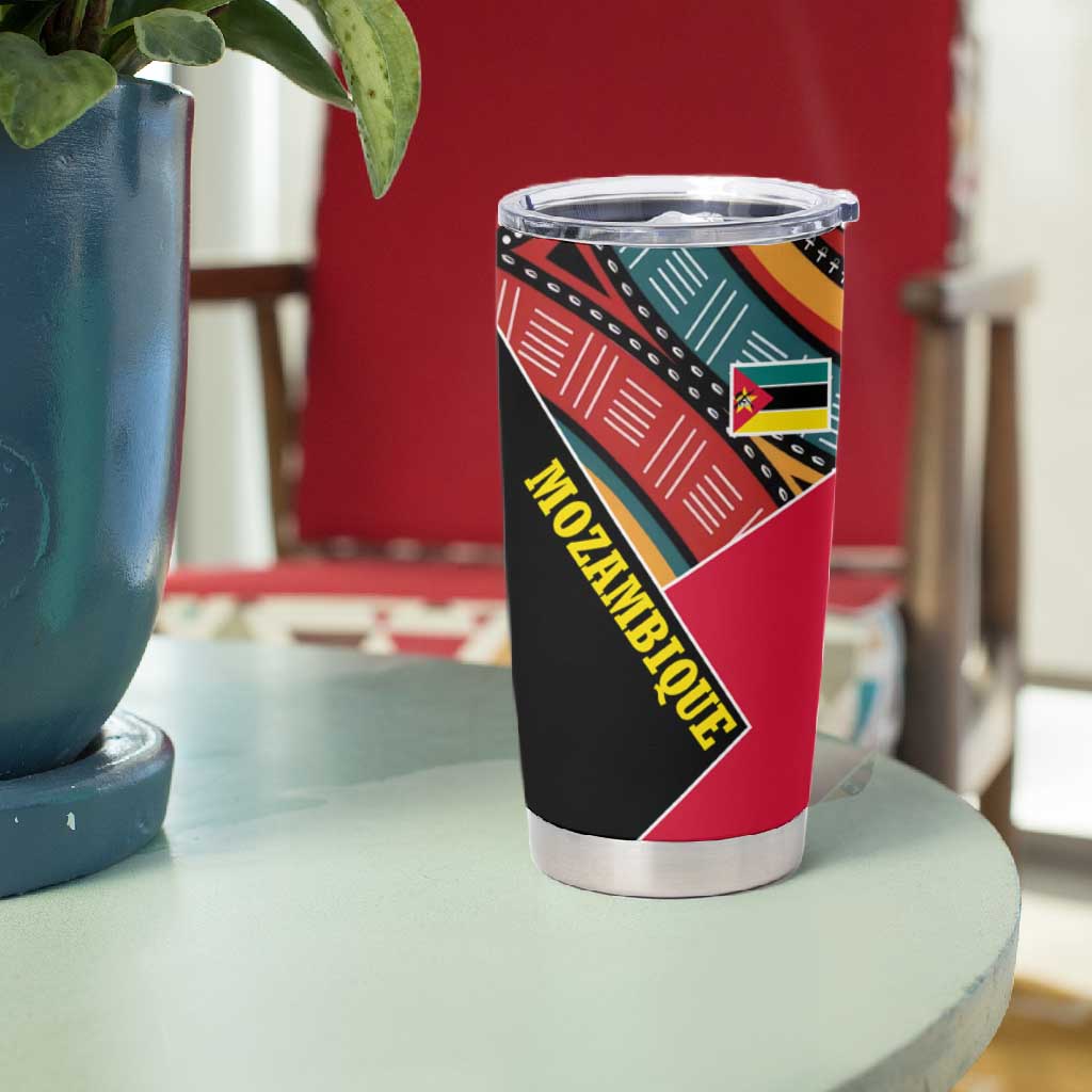 Mozambique Tumbler Cup Red Black Geometric Design and Tribal Pattern - African Pride