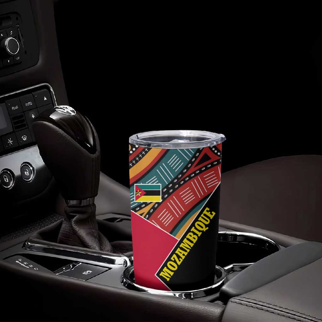 Mozambique Tumbler Cup Red Black Geometric Design and Tribal Pattern - African Pride