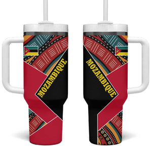Mozambique Tumbler With Handle Red Black Geometric Design and Tribal Pattern - African Pride