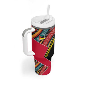 Mozambique Tumbler With Handle Red Black Geometric Design and Tribal Pattern - African Pride