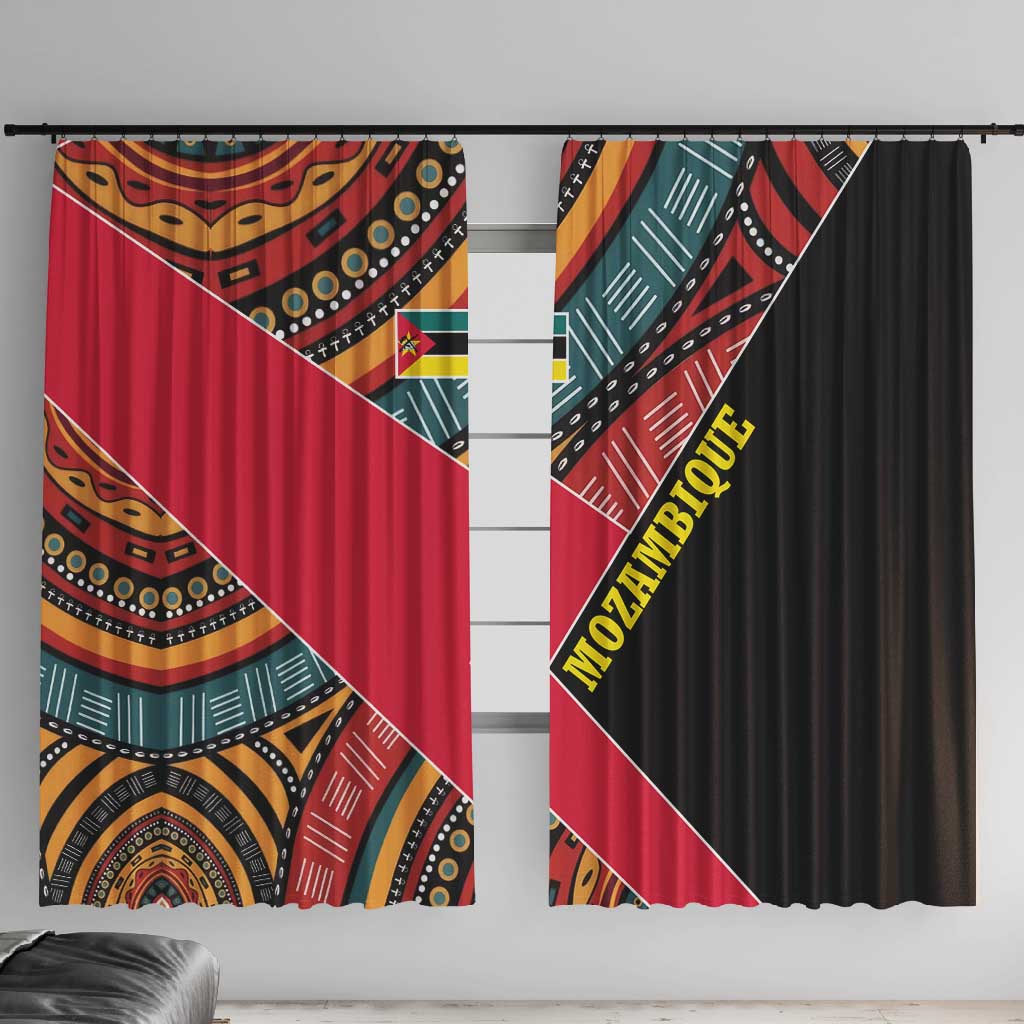 Mozambique Window Curtain Red Black Geometric Design and Tribal Pattern - African Pride
