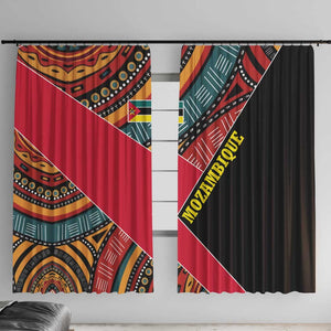 Mozambique Window Curtain Red Black Geometric Design and Tribal Pattern - African Pride