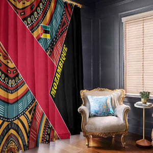 Mozambique Window Curtain Red Black Geometric Design and Tribal Pattern - African Pride