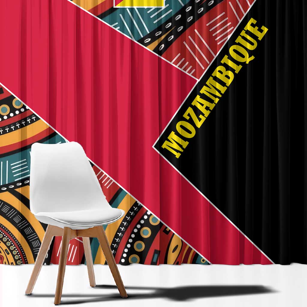 Mozambique Window Curtain Red Black Geometric Design and Tribal Pattern - African Pride