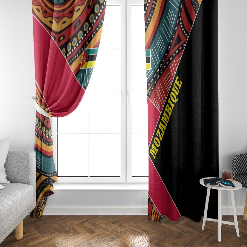 Mozambique Window Curtain Red Black Geometric Design and Tribal Pattern - African Pride