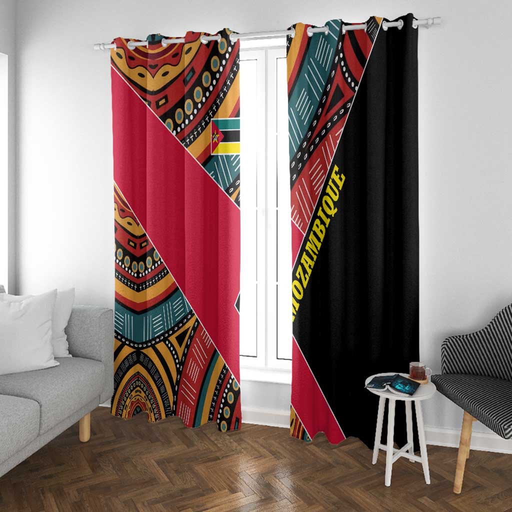 Mozambique Window Curtain Red Black Geometric Design and Tribal Pattern - African Pride