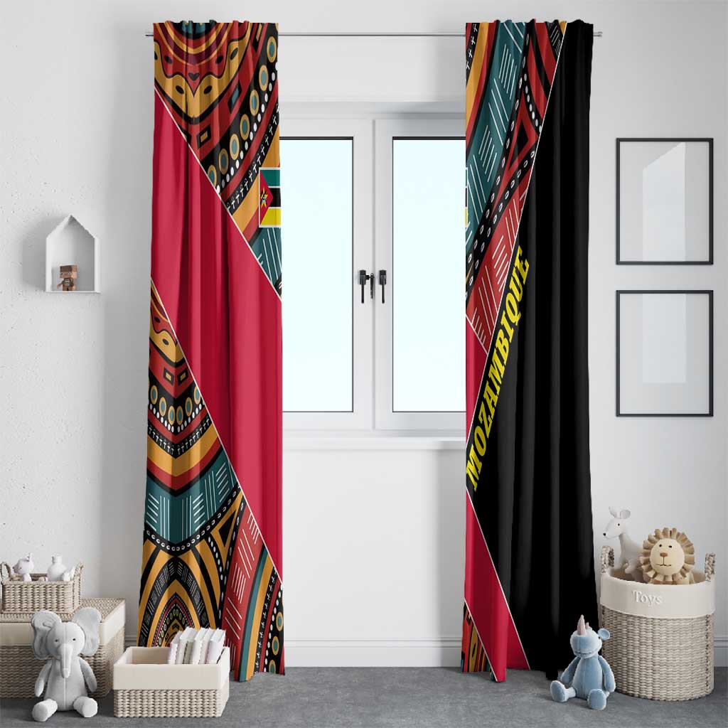 Mozambique Window Curtain Red Black Geometric Design and Tribal Pattern - African Pride