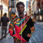 Mozambique Zip Hoodie Red Black Geometric Design and Tribal Pattern - African Pride
