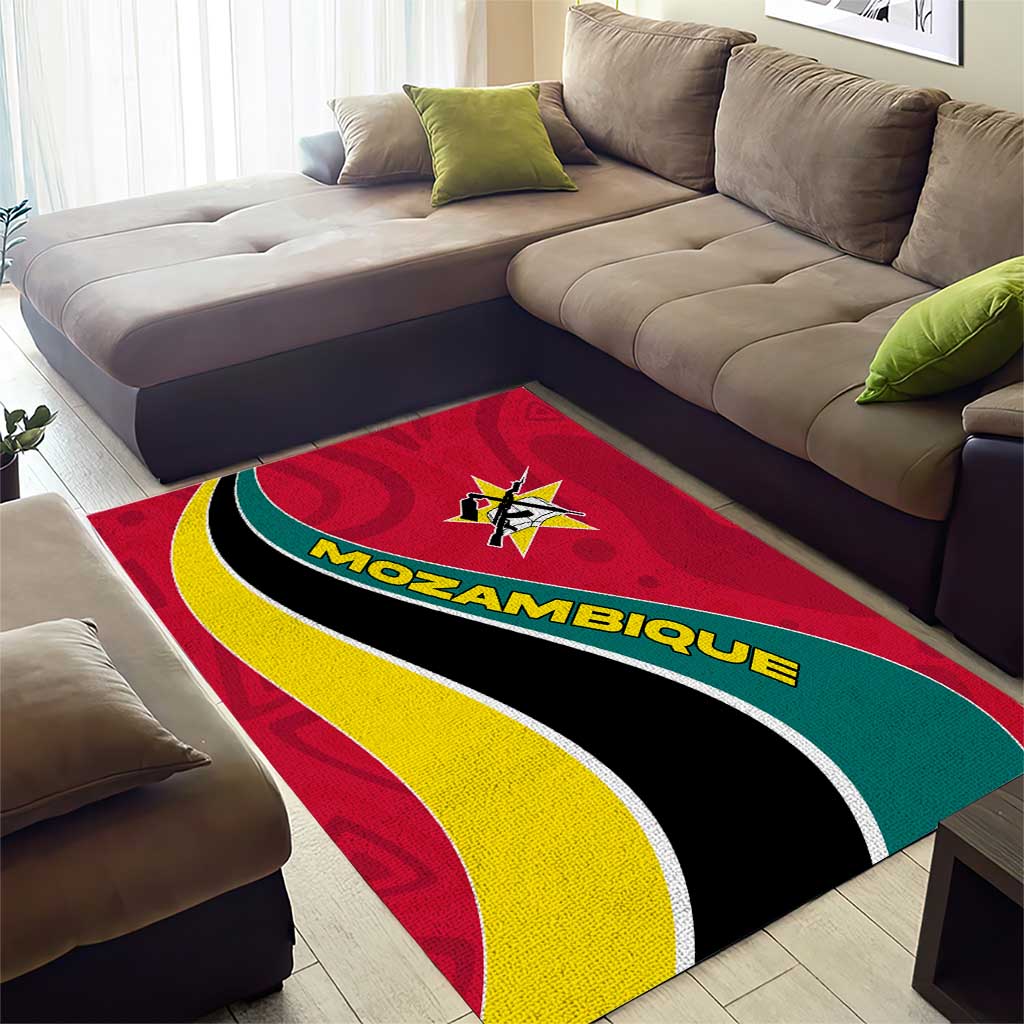 Mozambique Area Rug Red Yellow Green Wave Design - African Pride