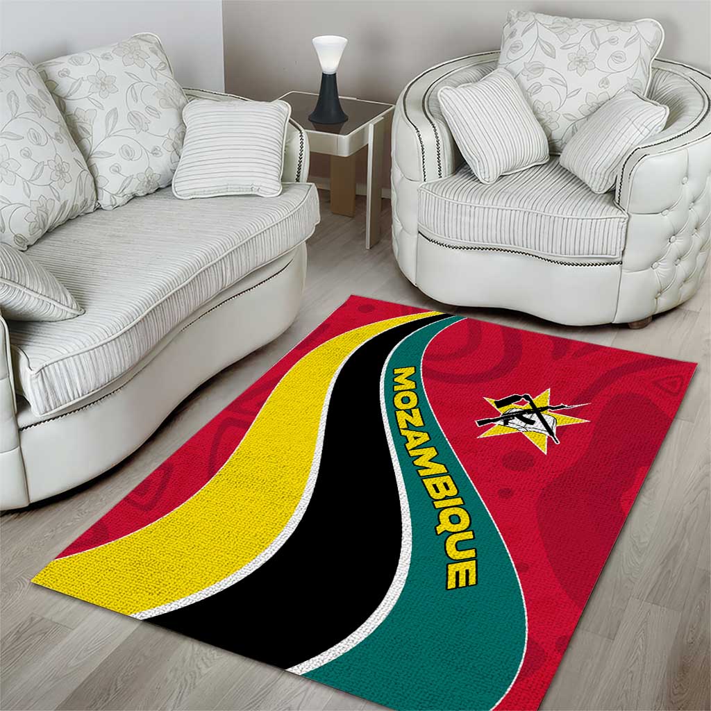 Mozambique Area Rug Red Yellow Green Wave Design - African Pride