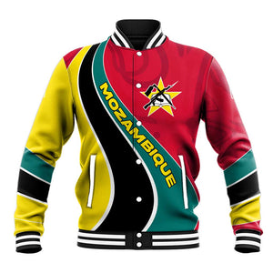 Mozambique Baseball Jacket Red Yellow Green Wave Design - African Pride