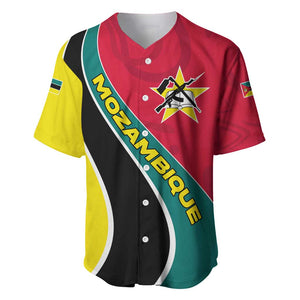 Mozambique Baseball Jersey Red Yellow Green Wave Design - African Pride