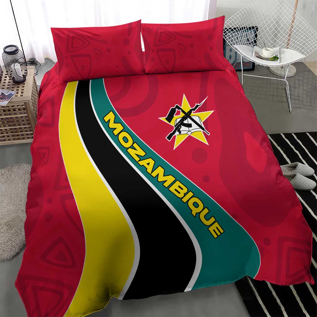 Mozambique Bedding Set Red Yellow Green Wave Design - African Pride