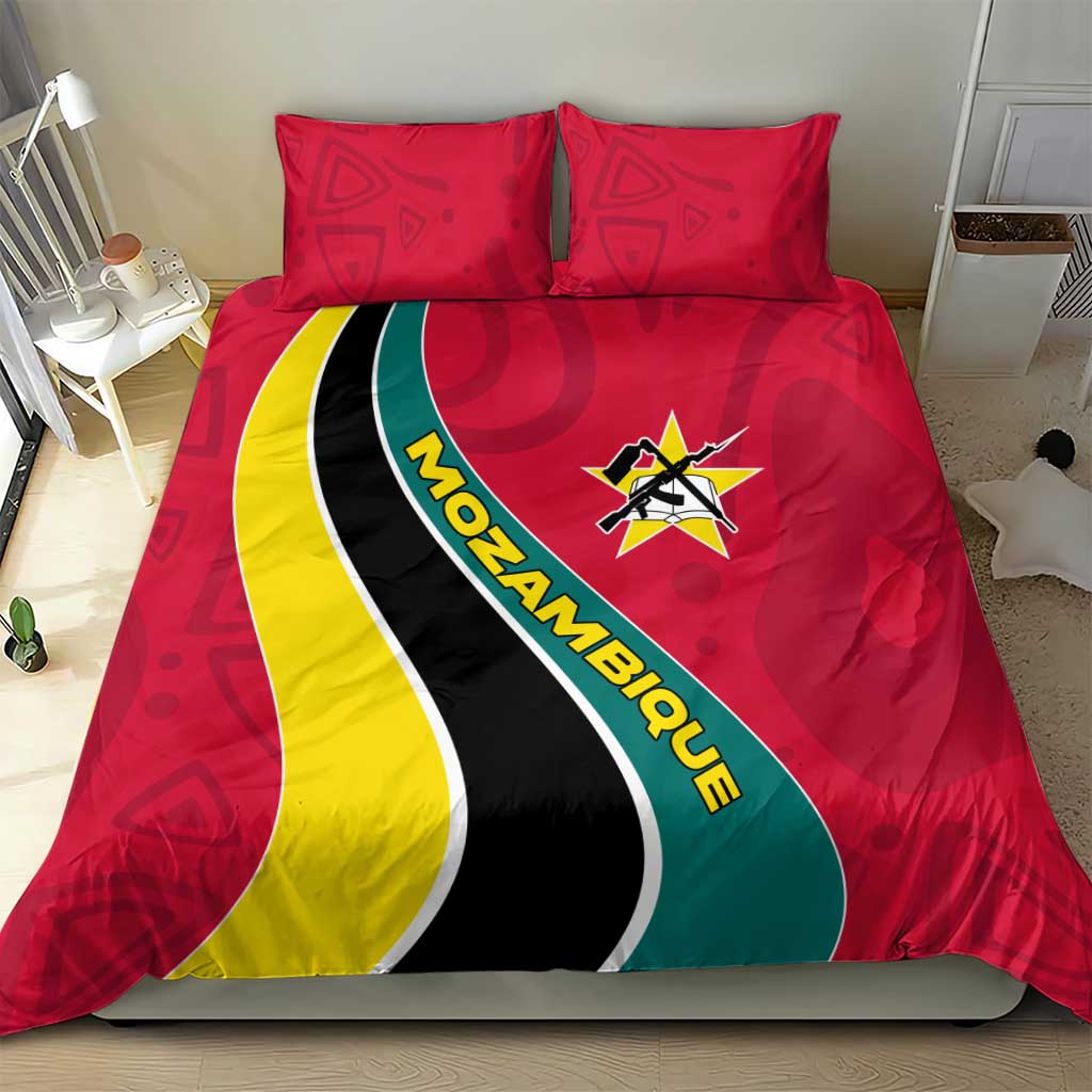 Mozambique Bedding Set Red Yellow Green Wave Design - African Pride