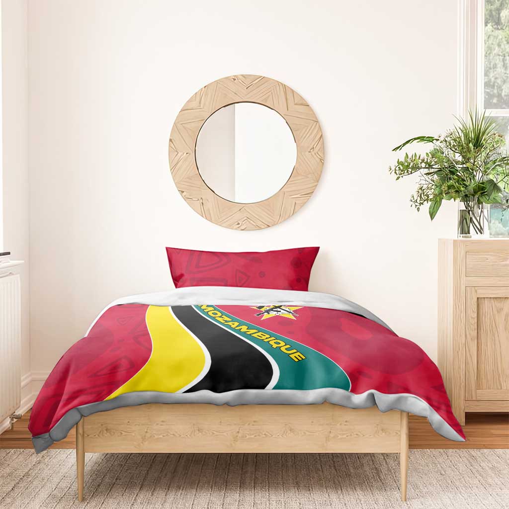 Mozambique Bedding Set Red Yellow Green Wave Design - African Pride