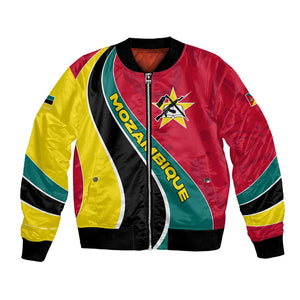 Mozambique Bomber Jacket Red Yellow Green Wave Design - African Pride