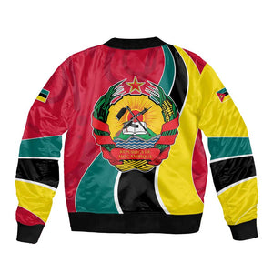 Mozambique Bomber Jacket Red Yellow Green Wave Design - African Pride