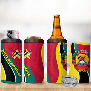 Mozambique 4 in 1 Can Cooler Tumbler Red Yellow Green Wave Design - African Pride