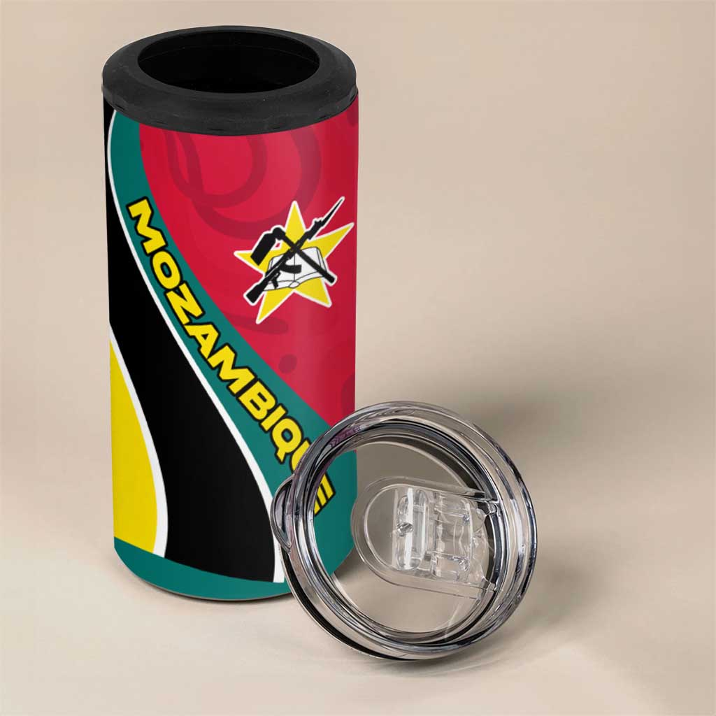 Mozambique 4 in 1 Can Cooler Tumbler Red Yellow Green Wave Design - African Pride