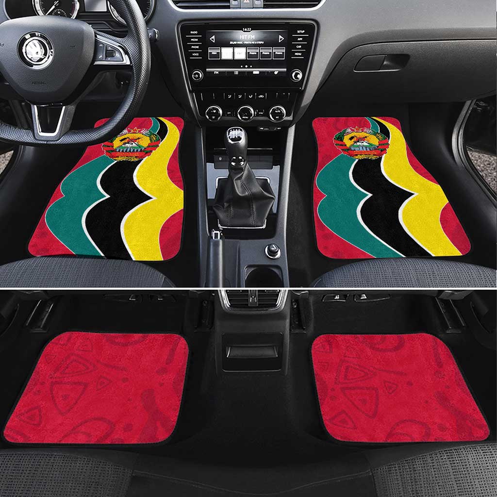 Mozambique Car Mats Red Yellow Green Wave Design - African Pride