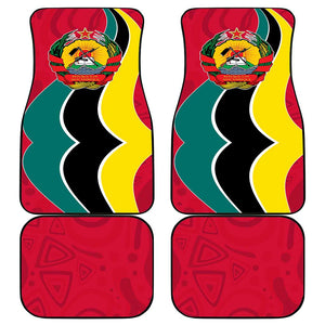 Mozambique Car Mats Red Yellow Green Wave Design - African Pride